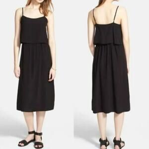 NWT Madewell Black Silk Overlay Cami Slip Dress